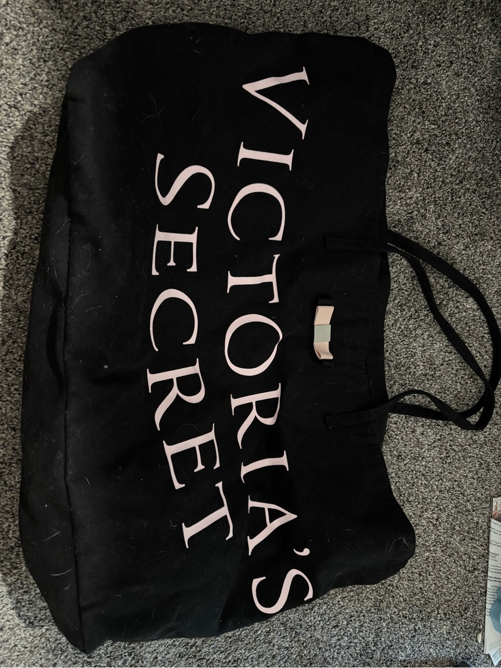 Victoria's Secret Black Tote with Light Pink Logo and Accent